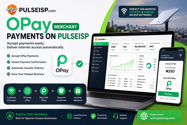 OPay Merchant Payments on PulseISP: A Simple Way to Accept Payments for Your Nigerian Hotspot Business